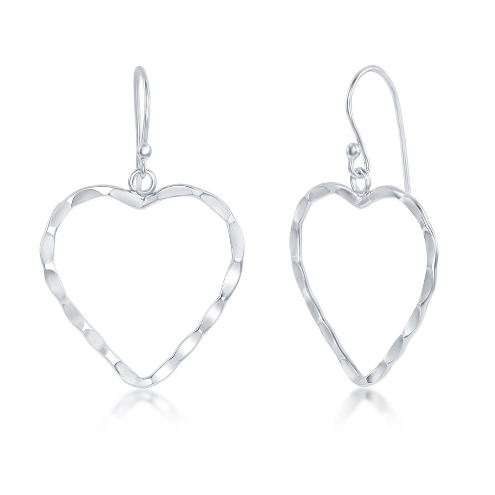 Sterling Silver Hammered Heart Earrings