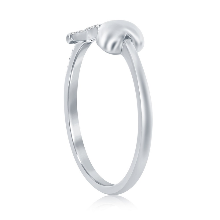 Sterling Silver Heart and CZ Cross Ring