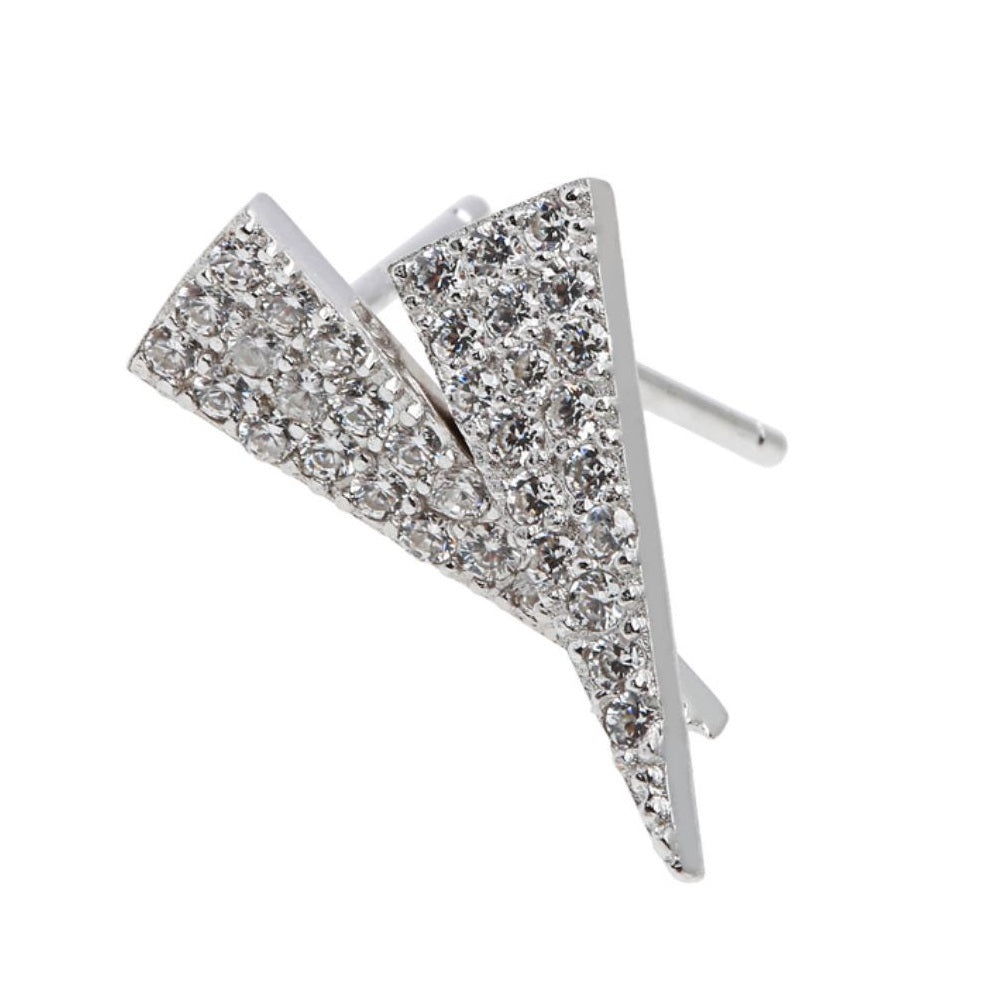 Sterling Silver CZ Triangle Stud Earrings