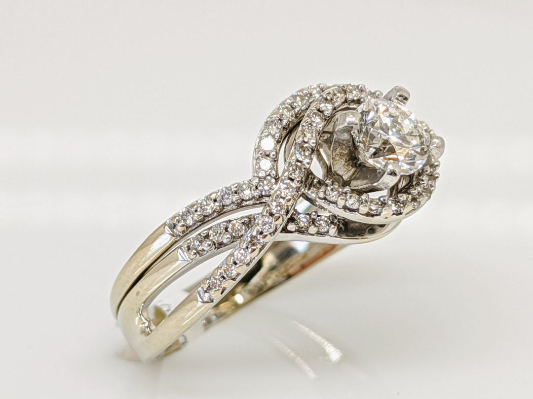 14K WHITE .95 CARAT TOTAL WEIGHT SI1 G DIAMOND ROUND (70) ESTATE RING 3.9 GRAMS