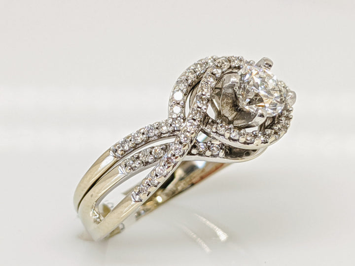 14K WHITE .95 CARAT TOTAL WEIGHT SI1 G DIAMOND ROUND (70) ESTATE RING 3.9 GRAMS