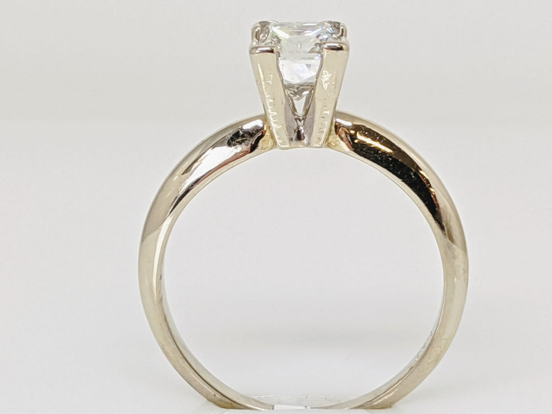 14K WHITE .85 CARAT TOTAL I1 H DIAMOND PRINCESS CUT SOLITAIRE ESTATE RING 2.8 GRAMS