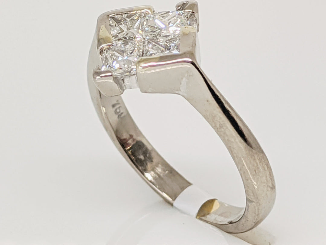 18K WHITE .68 CARAT TOTAL WEIGHT SI1 G DIAMOND PRINCESS CUT (4) INVISA SET ESTATE RING 2.9 GRAMS