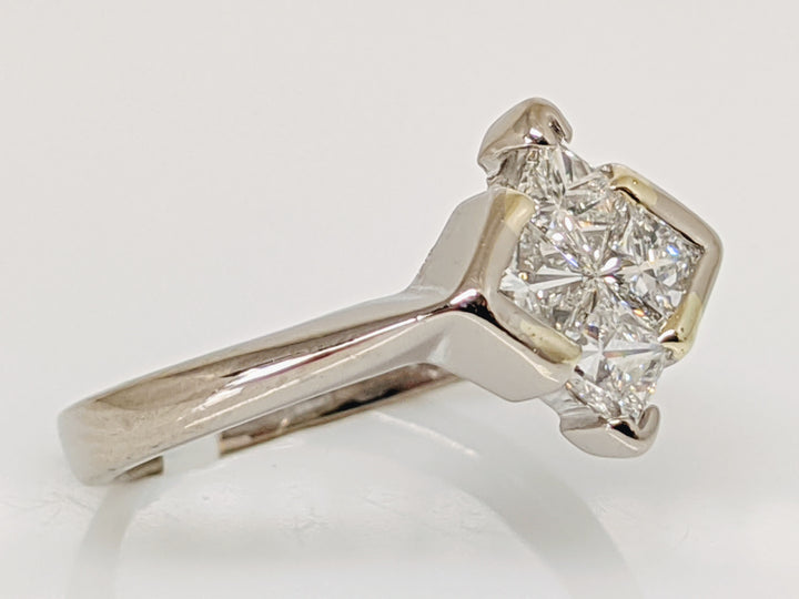 18K WHITE .68 CARAT TOTAL WEIGHT SI1 G DIAMOND PRINCESS CUT (4) INVISA SET ESTATE RING 2.9 GRAMS