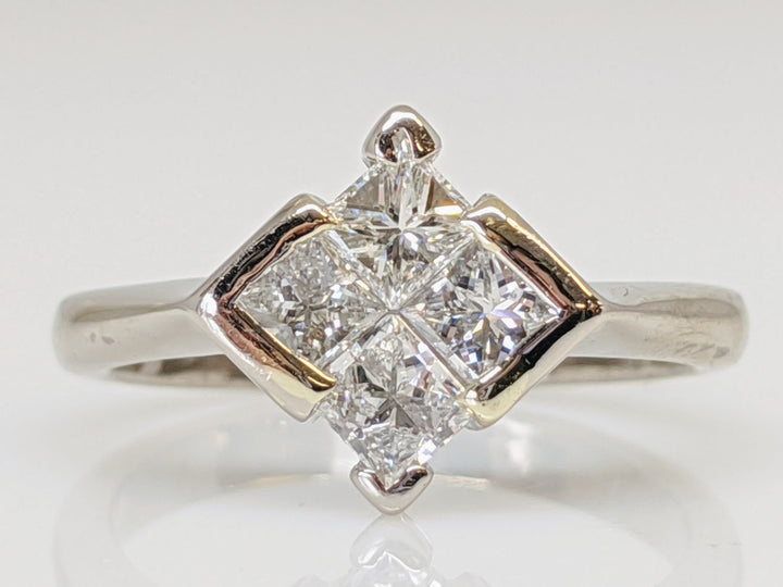 18K WHITE .68 CARAT TOTAL WEIGHT SI1 G DIAMOND PRINCESS CUT (4) INVISA SET ESTATE RING 2.9 GRAMS
