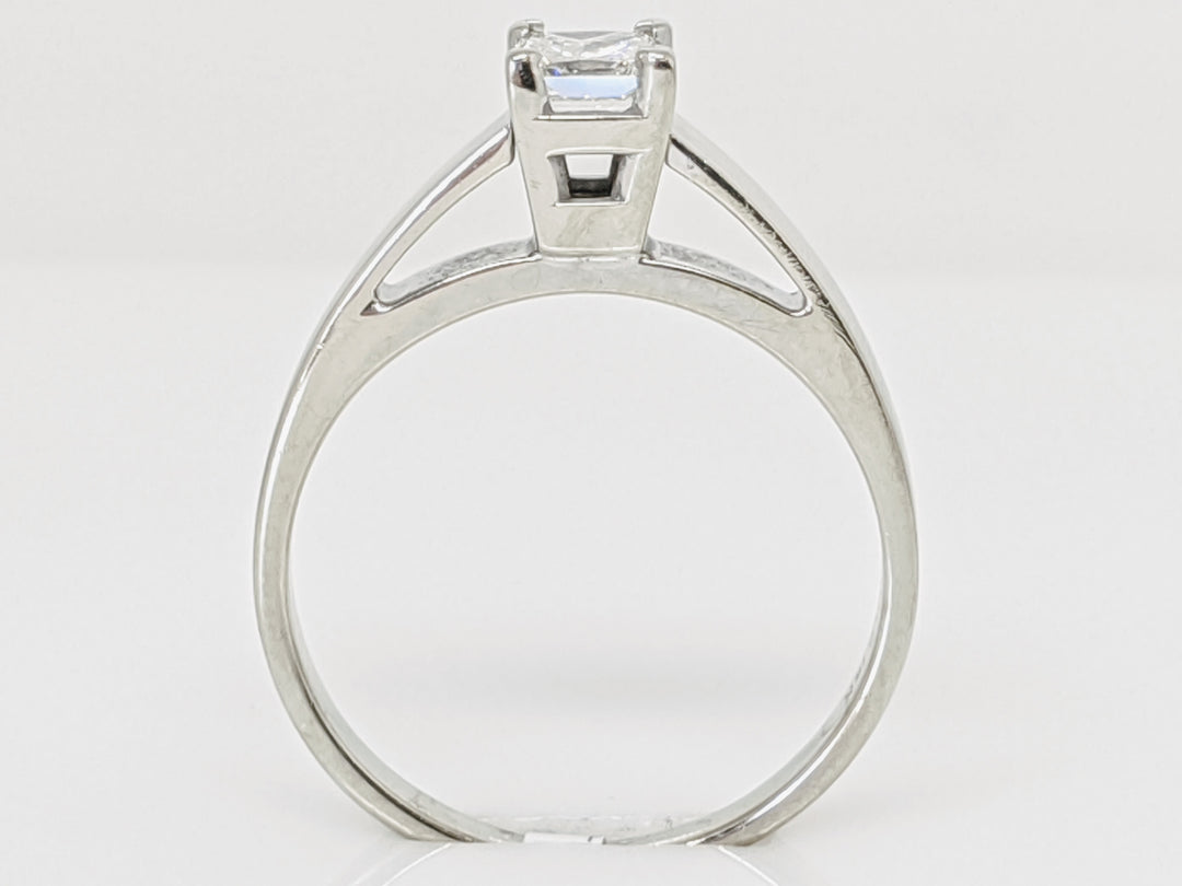 14K WHITE .48 CARAT TOTAL SI2 H DIAMOND PC RAISED SHANK SOLITAIRE ESTATE RING 3.1G