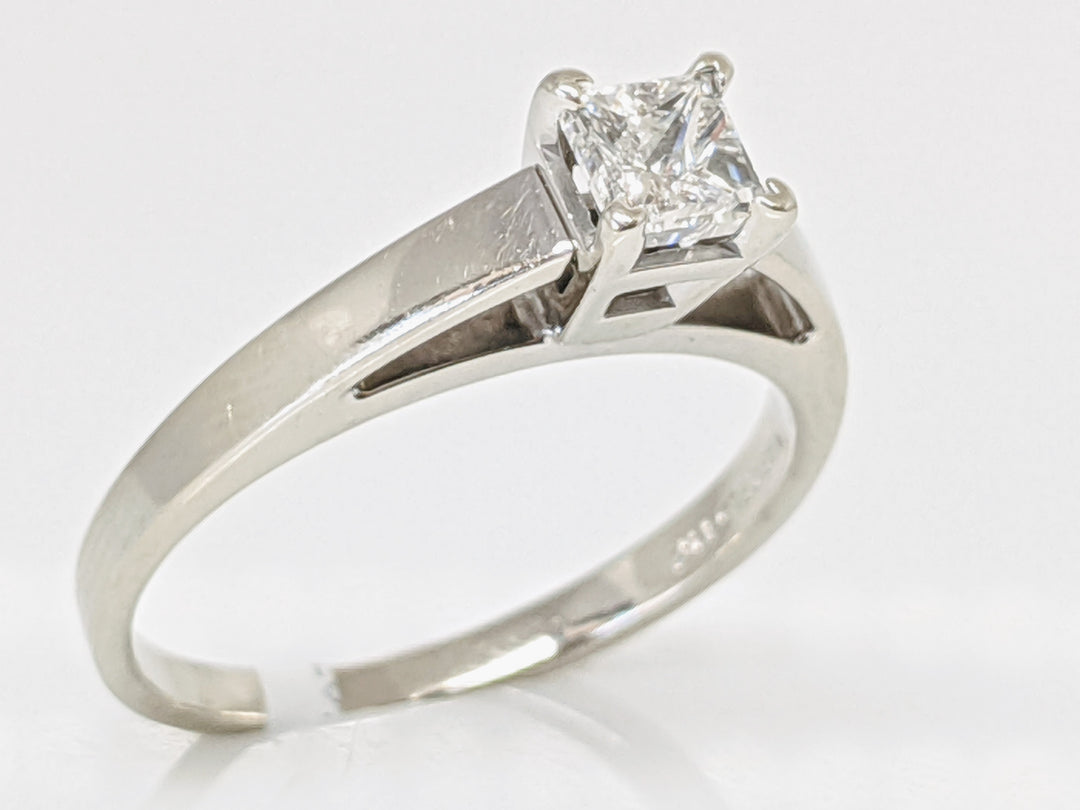 14K WHITE .48 CARAT TOTAL SI2 H DIAMOND PC RAISED SHANK SOLITAIRE ESTATE RING 3.1G