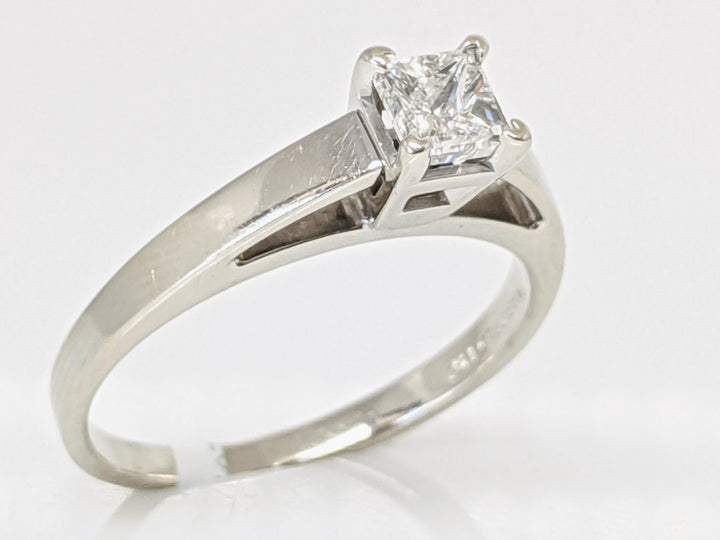 14K WHITE .48 CARAT TOTAL SI2 H DIAMOND PC RAISED SHANK SOLITAIRE ESTATE RING 3.1G