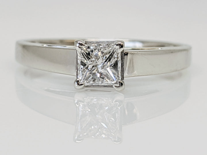 14K WHITE .48 CARAT TOTAL SI2 H DIAMOND PC RAISED SHANK SOLITAIRE ESTATE RING 3.1G