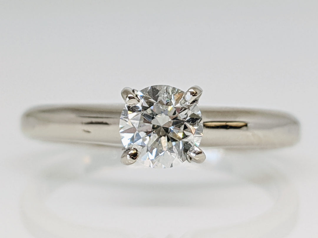 14K WHITE .50 CARAT TOTAL I1 J DIAMOND ROUND 4-PRONG SOLITAIRE ESTATE RING 2.2 GRAMS