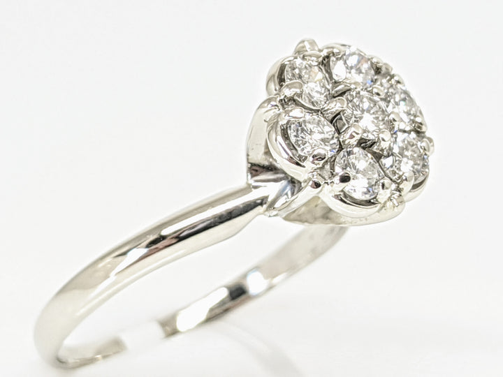 14K WHITE .49 CARAT TOTAL WEIGHT SI2 G DIAMOND ROUND (7) FLOWER CLUSTER ESTATE RING 2.7 GRAMS