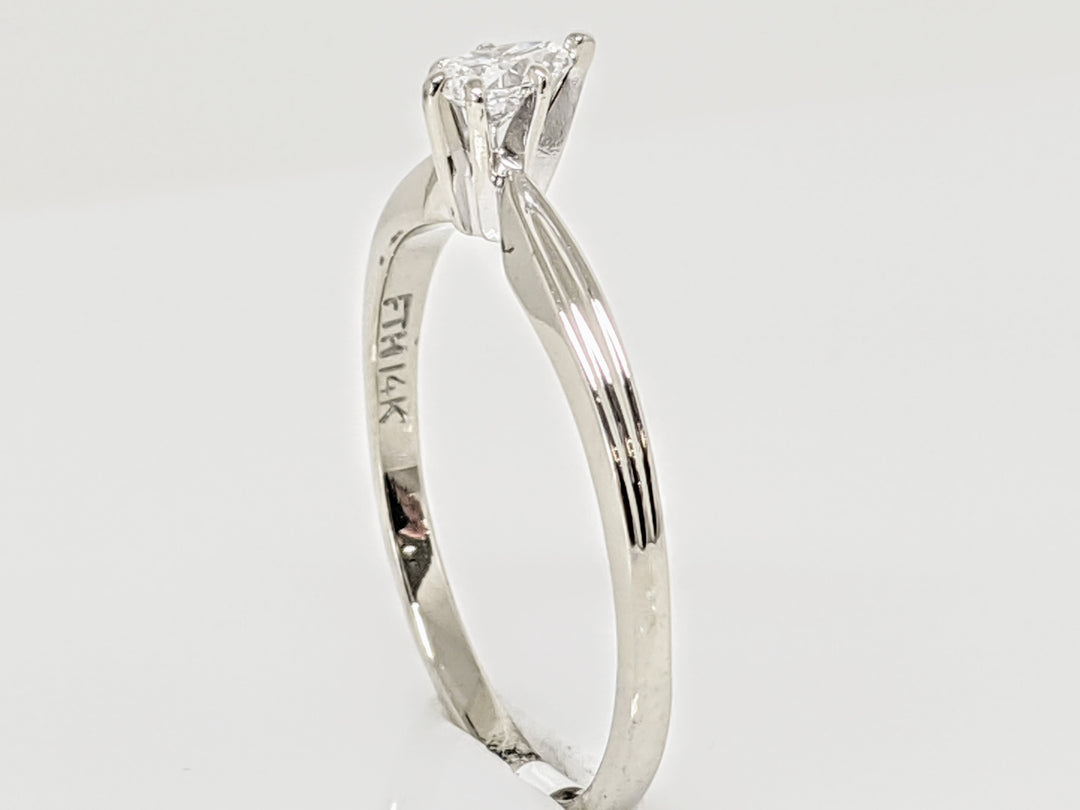 14K WHITE .20 CARAT TOTAL SI2 G DIAMOND PEAR SOLITAIRE ESTATE RING 1.7 GRAMS