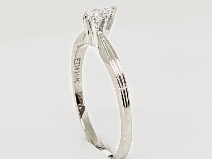 14K WHITE .20 CARAT TOTAL SI2 G DIAMOND PEAR SOLITAIRE ESTATE RING 1.7 GRAMS