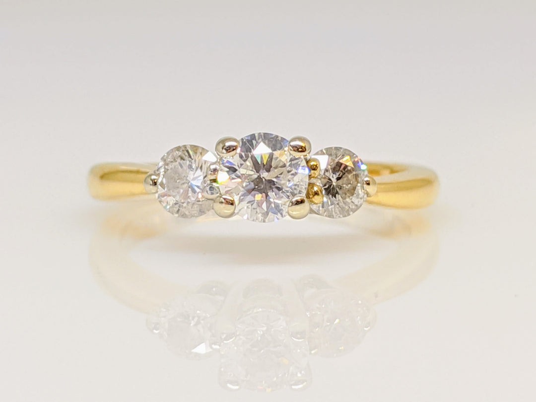 14K .53 CARAT TOTAL WEIGHT I1 F DIAMOND ROUND (3) TRINITY ESTATE RING 2.3 GRAMS