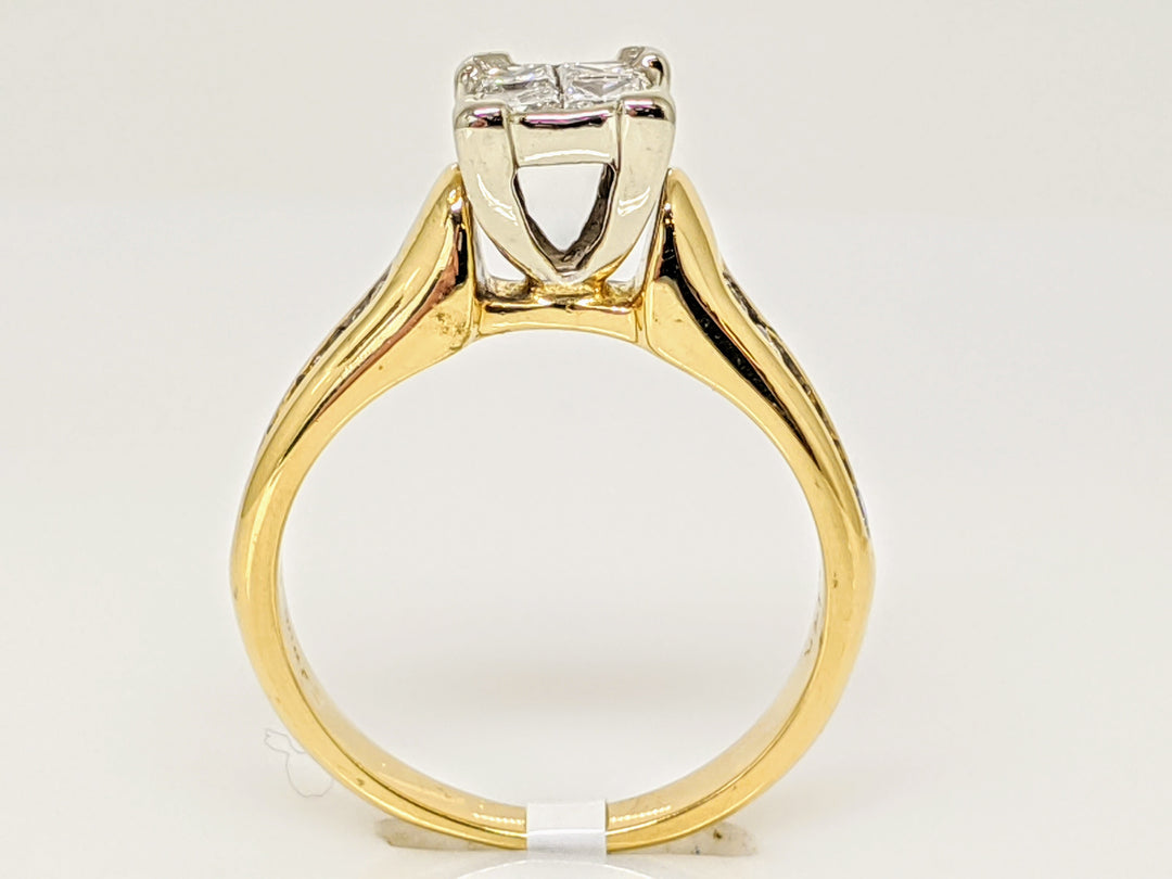 14K .55 CARAT TOTAL WEIGHT I1 I DIAMOND PRINCESS CUT (4) ROUND (10) TENSION ESTATE RING 3.7 GRAMS