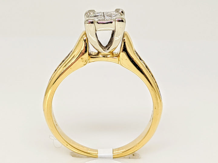 14K .55 CARAT TOTAL WEIGHT I1 I DIAMOND PRINCESS CUT (4) ROUND (10) TENSION ESTATE RING 3.7 GRAMS