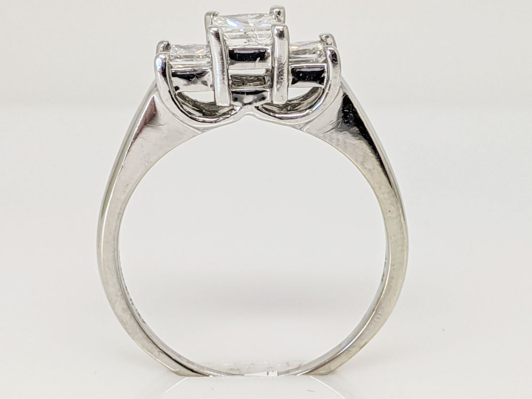 14K WHITE 1.04 CARAT TOTAL WEIGHT I1 H-I DIAMOND PRINCESS CUT (3) TRINITY ESTATE RING 4.8 GRAMS