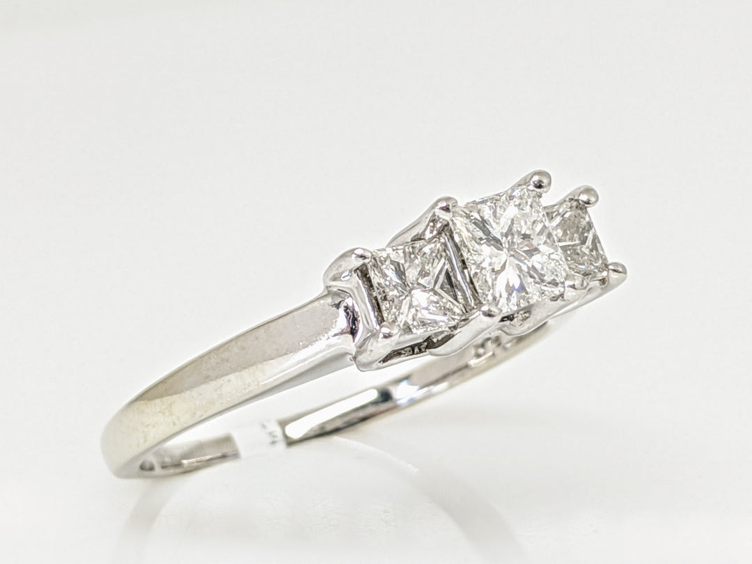 14K WHITE 1.04 CARAT TOTAL WEIGHT I1 H-I DIAMOND PRINCESS CUT (3) TRINITY ESTATE RING 4.8 GRAMS