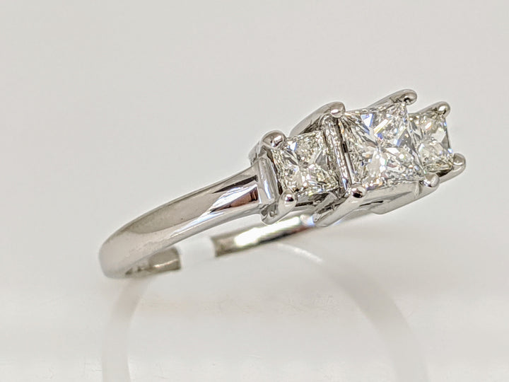 18K WHITE .82 CARAT TOTAL WEIGHT SI2 H DIAMOND PRINCESS CUT (3) ESTATE TRINITY RING 3.1 GRAMS