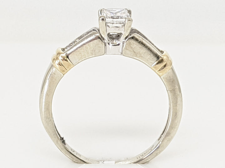 14K TWO-TONE .66 CARAT TOTAL WEIGHT SI1 I DIAMOND PRINCESS CUT WITH (4) ROUND ESTATE RING 3.6 GRAMS