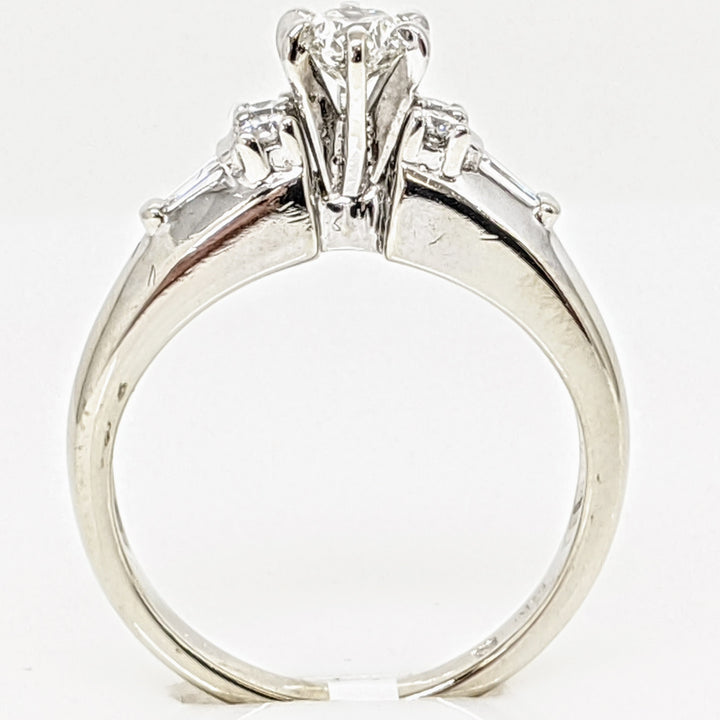 14K WHITE .54 CARAT TOTAL WEIGHT I1 H DIAMOND ROUND (5) WITH (2) BAGUETTE ESTATE RING 3.5 GRAMS