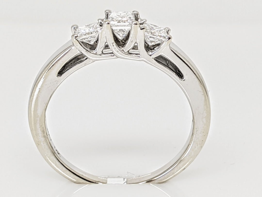 14K WHITE .51 CARAT TOTAL WEIGHT SI1 G DIAMOND PRINCESS CUT (3) TRINITY ESTATE RING 2.8 GRAMS