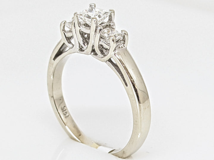 14K WHITE .43 CARAT TOTAL WEIGHT I1 F DIAMOND PRINCESS CUT (3) TRINITY ESTATE RING 2.5G