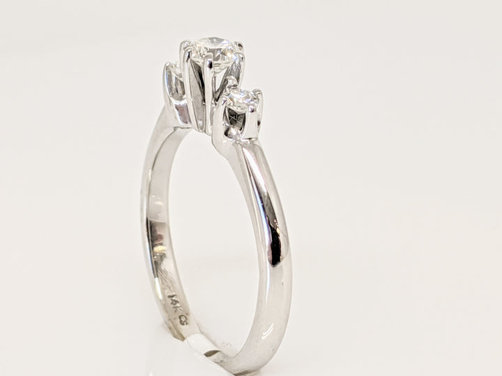 14K WHITE .30 CARAT TOTAL WEIGHT SI2 H DIAMOND ROUND (3) TRINITY ESTATE RING 2.2 GRAMS
