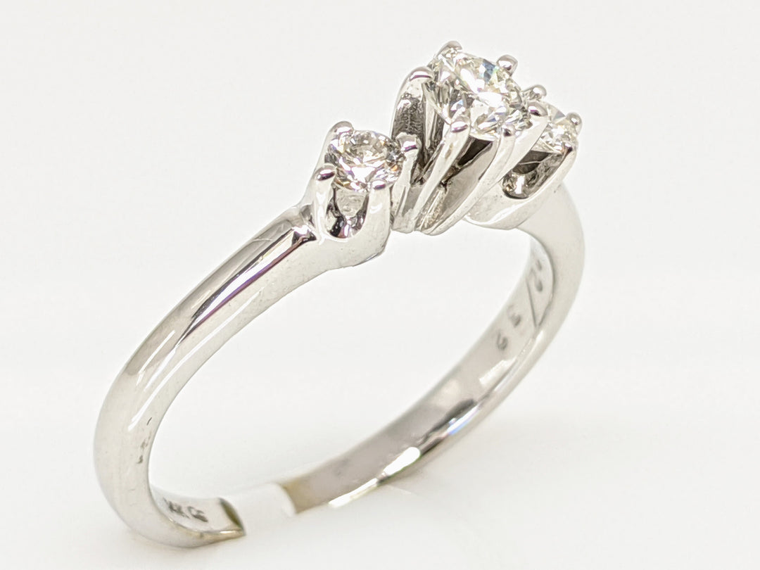 14K WHITE .30 CARAT TOTAL WEIGHT SI2 H DIAMOND ROUND (3) TRINITY ESTATE RING 2.2 GRAMS