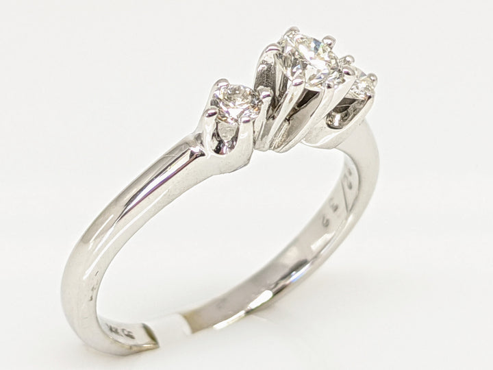 14K WHITE .30 CARAT TOTAL WEIGHT SI2 H DIAMOND ROUND (3) TRINITY ESTATE RING 2.2 GRAMS