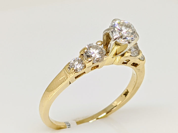 14K .66 CARAT TOTAL WEIGHT SI1 H DIAMOND ROUND (5) ESTATE RING 2.7 GRAMS