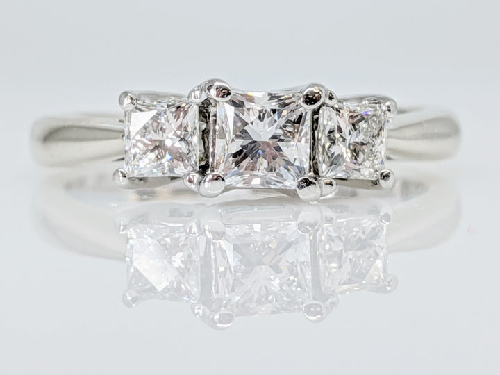 14K WHITE .80 CARAT TOTAL WEIGHT VS1 G DIAMOND PRINCESS CUT (3) TRINITY ESTATE RING