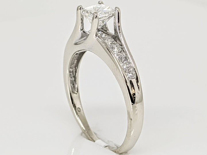14K WHITE 1.00 CARAT TOTAL WEIGHT SI2 H DIAMOND PRINCESS CUT (11) ESTATE RING 2.9 GRAMS