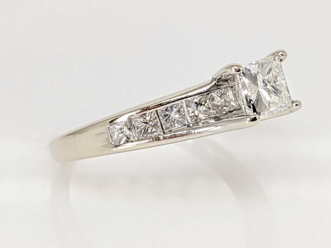 14K WHITE 1.00 CARAT TOTAL WEIGHT SI2 H DIAMOND PRINCESS CUT (11) ESTATE RING 2.9 GRAMS
