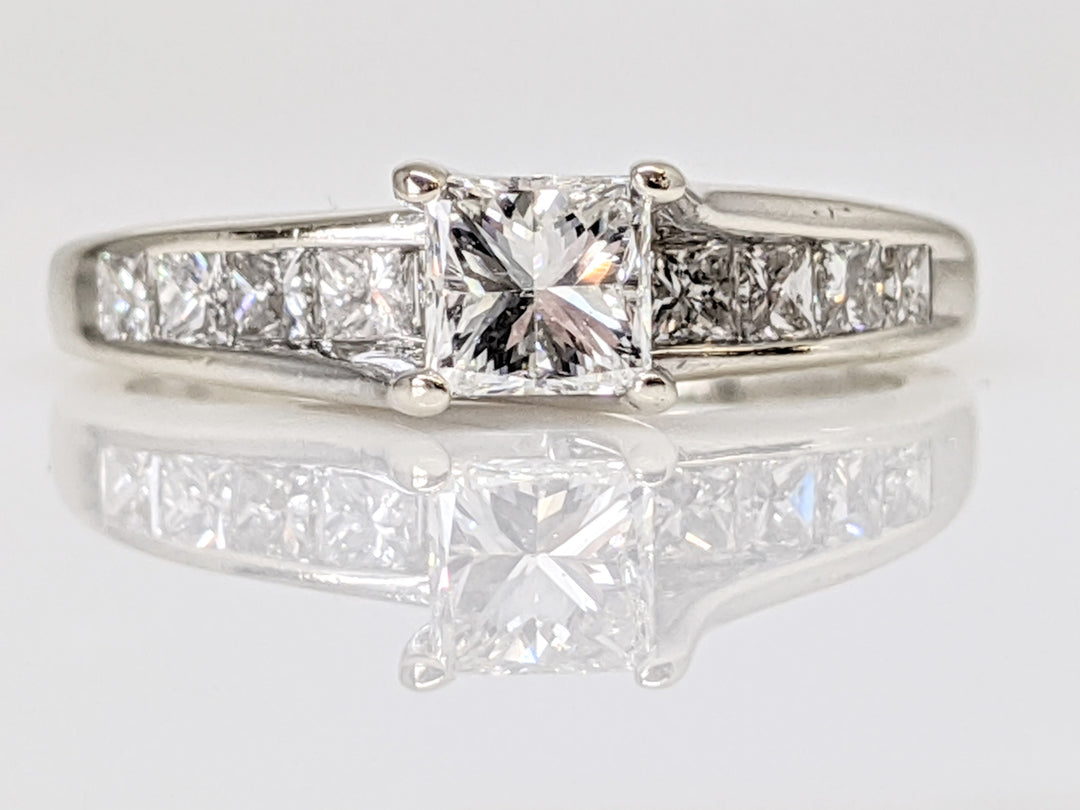 14K WHITE 1.00 CARAT TOTAL WEIGHT SI2 H DIAMOND PRINCESS CUT (11) ESTATE RING 2.9 GRAMS