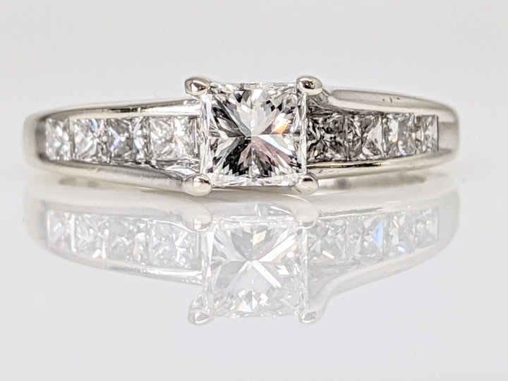 14K WHITE 1.00 CARAT TOTAL WEIGHT SI2 H DIAMOND PRINCESS CUT (11) ESTATE RING 2.9 GRAMS