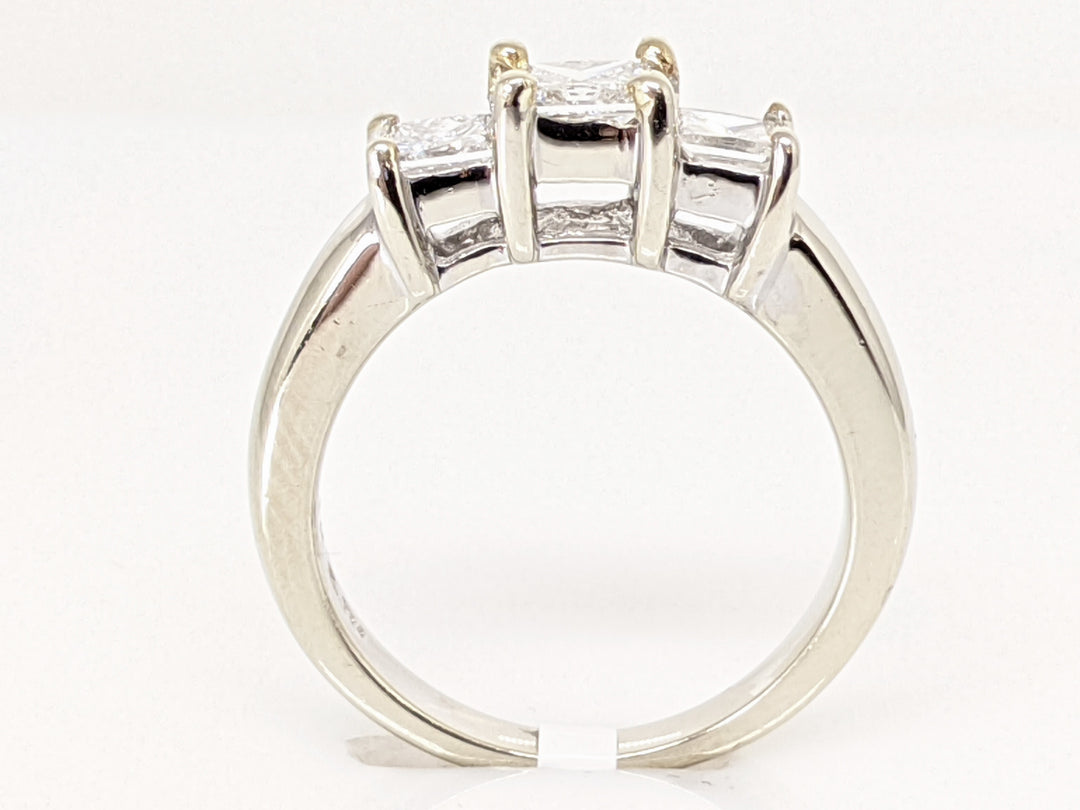 14K WHITE .58 CARAT TOTAL WEIGHT VS2-I1 H-I DIAMOND PRINCESS CUT (3) TRINITY ESTATE RING 4.1 GRAMS