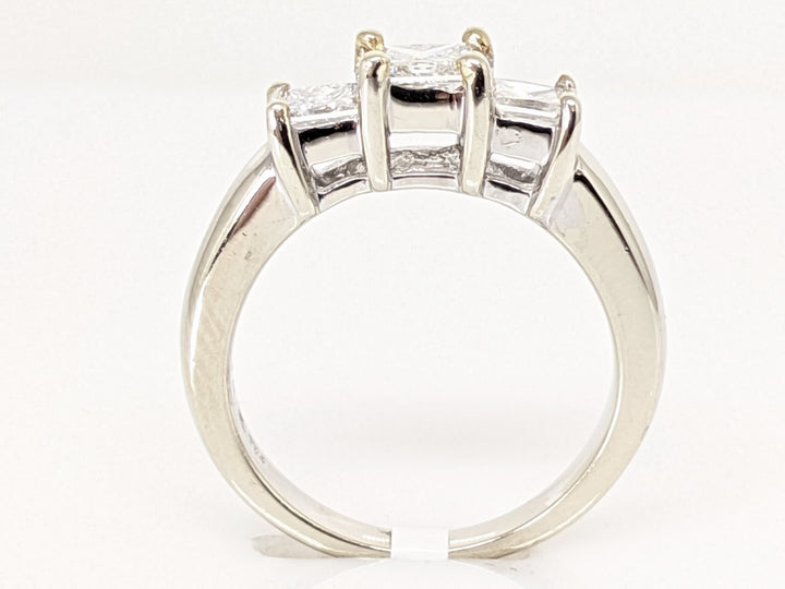14K WHITE .58 CARAT TOTAL WEIGHT VS2-I1 H-I DIAMOND PRINCESS CUT (3) TRINITY ESTATE RING 4.1 GRAMS