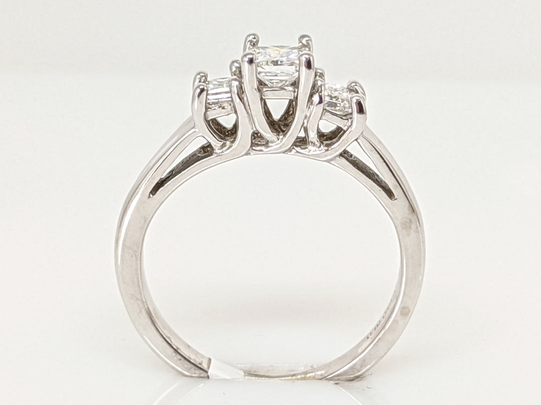 14K WHITE .50 CARAT TOTAL WEIGHT SI2 G DIAMOND PRINCESS CUT (3) TRINITY ESTATE RING 2.6 GRAMS