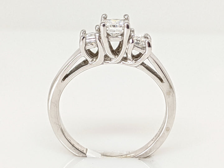 14K WHITE .50 CARAT TOTAL WEIGHT SI2 G DIAMOND PRINCESS CUT (3) TRINITY ESTATE RING 2.6 GRAMS