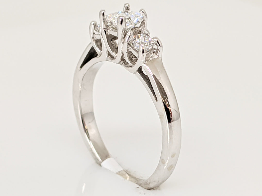 14K WHITE .50 CARAT TOTAL WEIGHT SI2 G DIAMOND PRINCESS CUT (3) TRINITY ESTATE RING 2.6 GRAMS