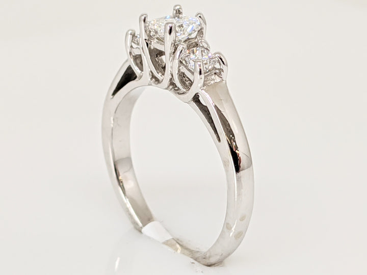 14K WHITE .50 CARAT TOTAL WEIGHT SI2 G DIAMOND PRINCESS CUT (3) TRINITY ESTATE RING 2.6 GRAMS