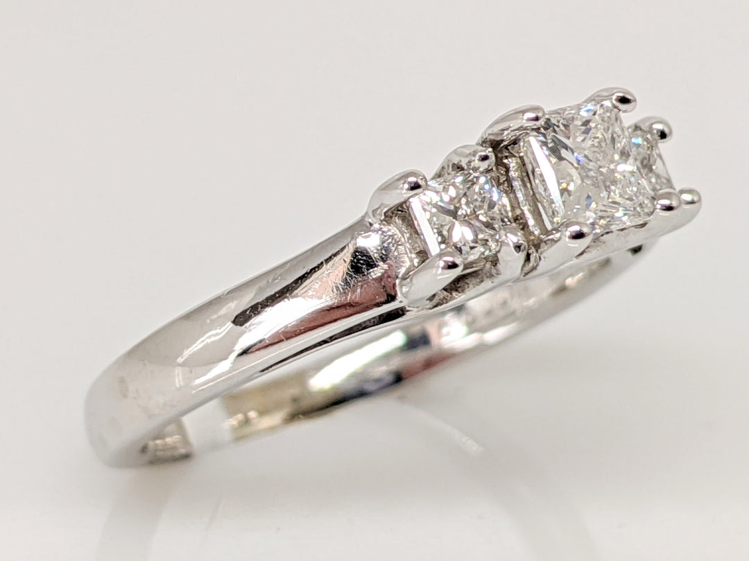 14K WHITE .50 CARAT TOTAL WEIGHT SI2 G DIAMOND PRINCESS CUT (3) TRINITY ESTATE RING 2.6 GRAMS