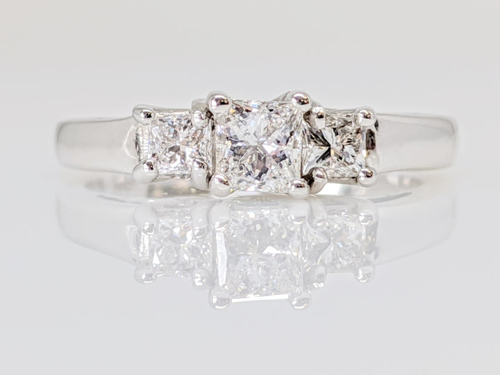 14K WHITE .50 CARAT TOTAL WEIGHT SI2 G DIAMOND PRINCESS CUT (3) TRINITY ESTATE RING 2.6 GRAMS