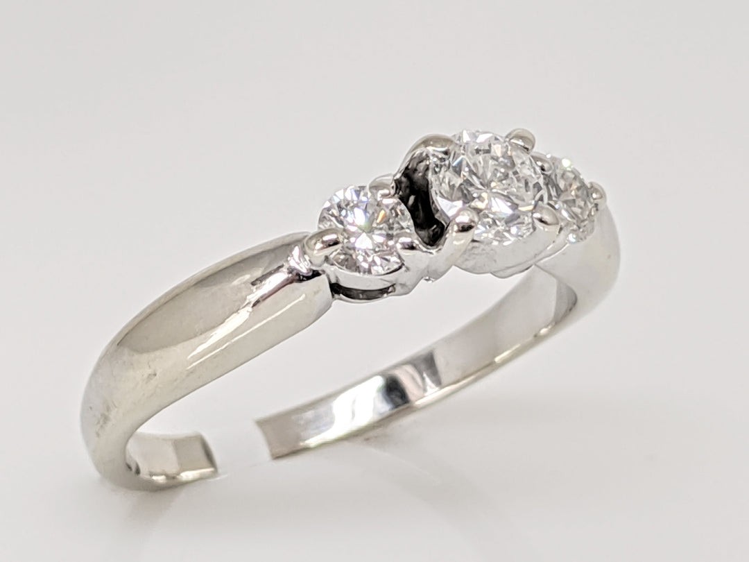 14K WHITE .44 CARAT TOTAL WEIGHT I1 F DIAMOND ROUND (3) TRINITY ESTATE RING 2.7 GRAMS