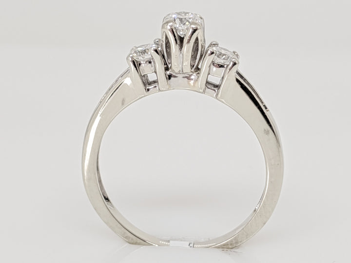 14K WHITE .51 CARAT TOTAL WEIGHT I1 G DIAMOND ROUND (9) TRINITY ESTATE RING 2.7 GRAMS