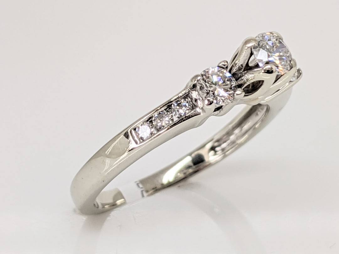 14K WHITE .51 CARAT TOTAL WEIGHT I1 G DIAMOND ROUND (9) TRINITY ESTATE RING 2.7 GRAMS