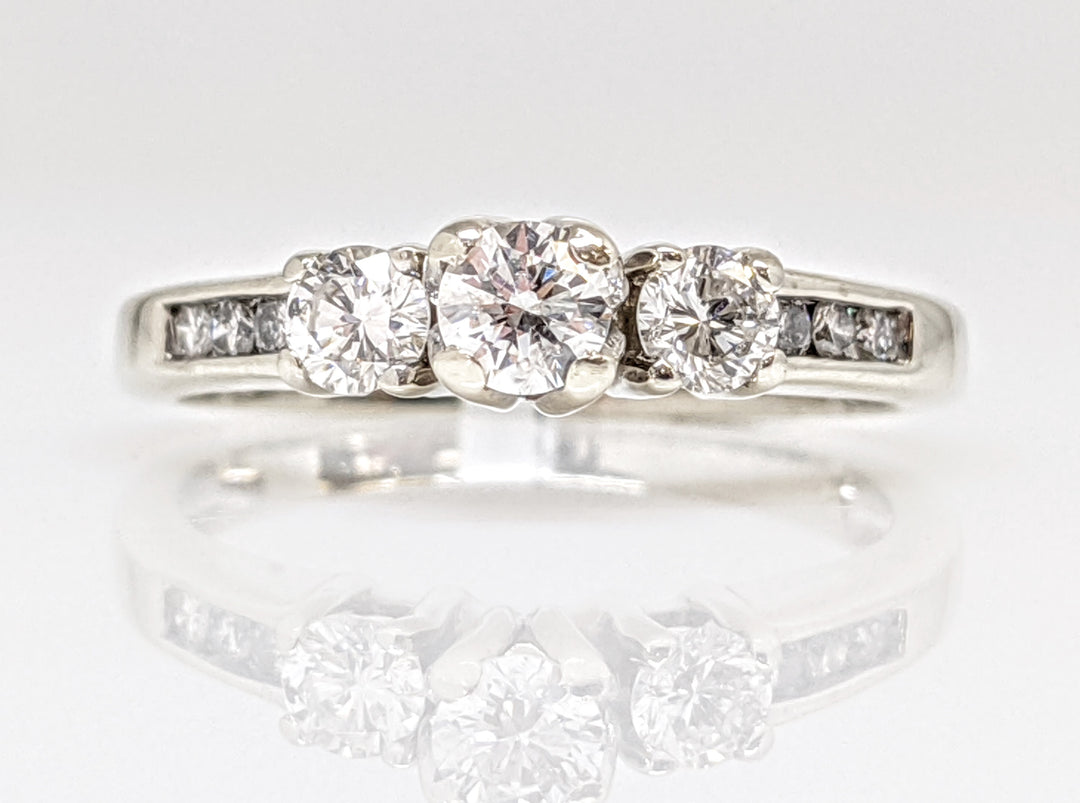 14K WHITE .51 CARAT TOTAL WEIGHT I1 G DIAMOND ROUND (9) TRINITY ESTATE RING 2.7 GRAMS