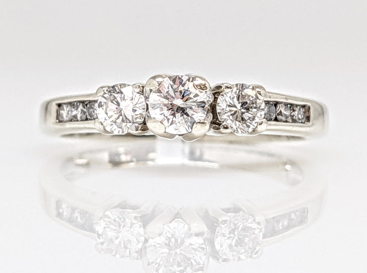 14K WHITE .51 CARAT TOTAL WEIGHT I1 G DIAMOND ROUND (9) TRINITY ESTATE RING 2.7 GRAMS