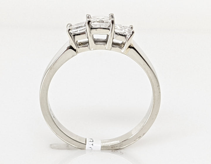 14K WHITE .38 CARAT TOTAL WEIGHT I1 H-I DIAMOND PRINCESS CUT (3) TRINITY ESTATE RING 2.8 GRAMS